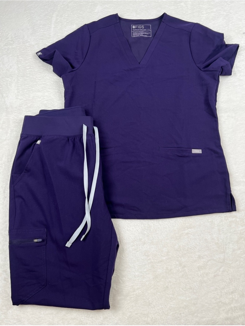 Figs Kids Purple Short-Sleeve Pajama Set with Light Drawstrings